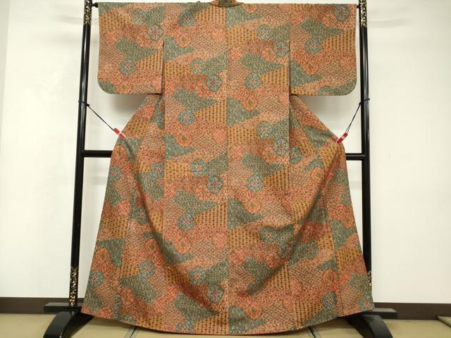 平和屋着物■上質な小紋　吉祥花文　胴抜き仕立て　正絹　逸品　DABF0197ea