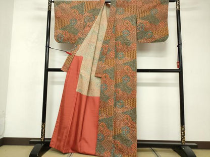 平和屋着物■上質な小紋　吉祥花文　胴抜き仕立て　正絹　逸品　DABF0197ea