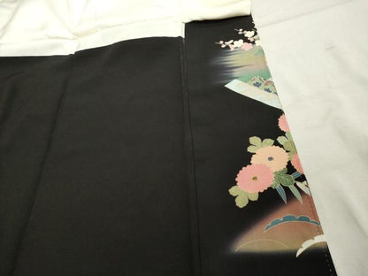 平和屋着物■豪華黒留袖　作家物　駒刺繍　御所車花松文　暈し染め　金彩　正絹　逸品　DABF0198ea