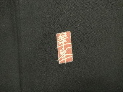 平和屋着物■豪華黒留袖　友禅　作家物　風景花文　松竹梅　正絹　逸品　DABF0199ea