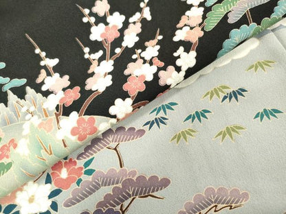 平和屋着物■豪華黒留袖　友禅　作家物　風景花文　松竹梅　正絹　逸品　DABF0199ea