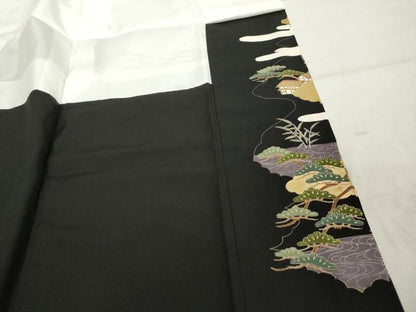 平和屋着物■豪華黒留袖　駒刺繍　人物風景花文　金彩　正絹　逸品　DABF0202ea