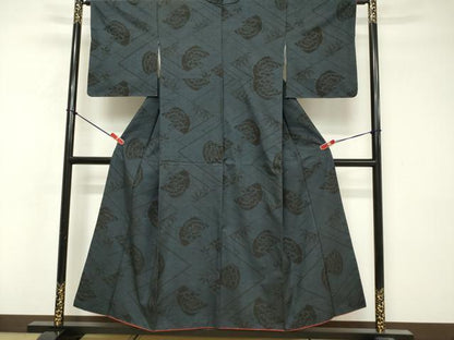 平和屋着物■本場大島紬　7マルキ　幾何学花文　正絹　逸品　DABF0205ea