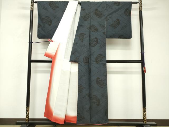 平和屋着物■本場大島紬　7マルキ　幾何学花文　正絹　逸品　DABF0205ea