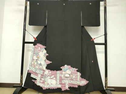 平和屋着物■豪華黒留袖　作家物　孔雀飾花文　正絹　逸品　DABF0209ea