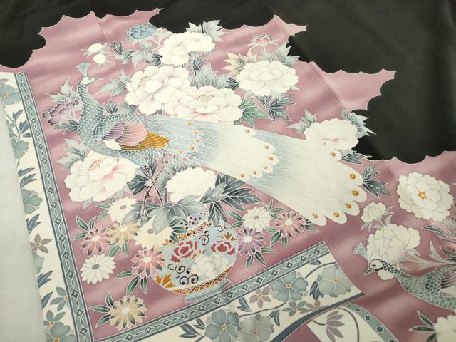 平和屋着物■豪華黒留袖　作家物　孔雀飾花文　正絹　逸品　DABF0209ea