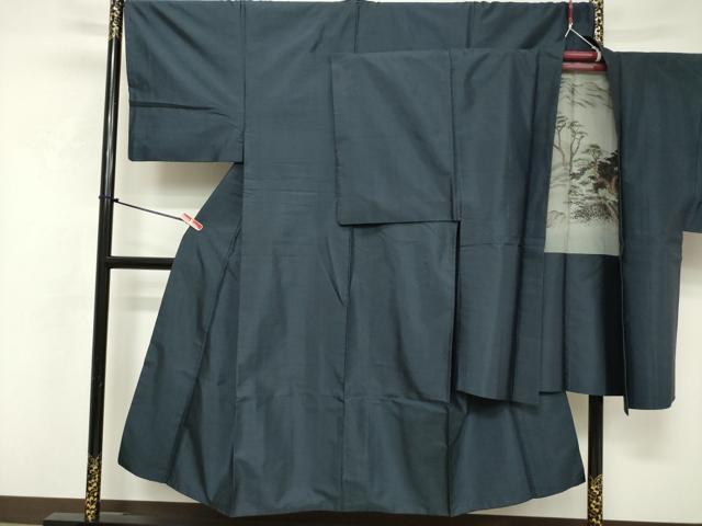 平和屋着物■男性　本場大島紬　アンサンブル　長羽織　80亀甲　総詰め　正絹　逸品　DABF0215ea