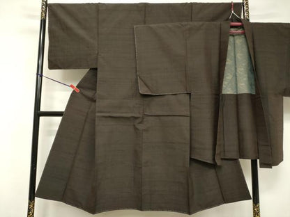 平和屋着物■男性　紬　アンサンブル　長羽織　霞文　正絹　逸品　未使用　DABF0217ea