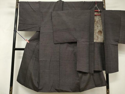 平和屋着物■男性　紬　アンサンブル　長羽織　霞文　正絹　逸品　DABF0218ea