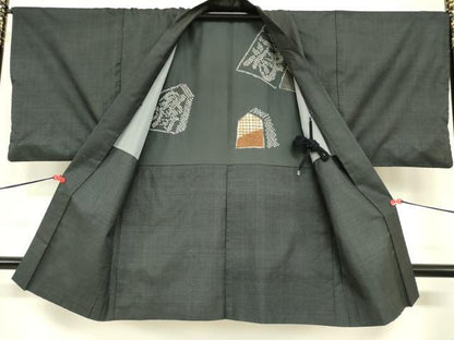 平和屋着物■男性　本場大島紬　アンサンブル　長羽織・羽織紐付き　100亀甲　総詰め　正絹　逸品　DABF0231ea