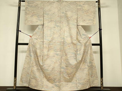 平和屋着物■本場染大島紬　雲取り吉祥花文　正絹　逸品　DABF0236ea