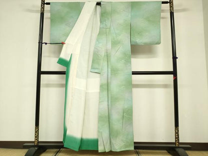 平和屋着物■上質な小紋　地紋起こし　流水文　暈し染め　正絹　逸品　DABF0241ea