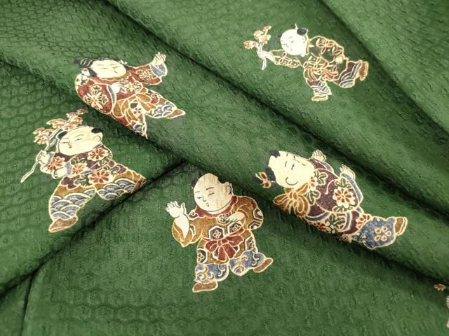 平和屋着物■小紋　唐子遊び　洗える着物　DABF0245ea