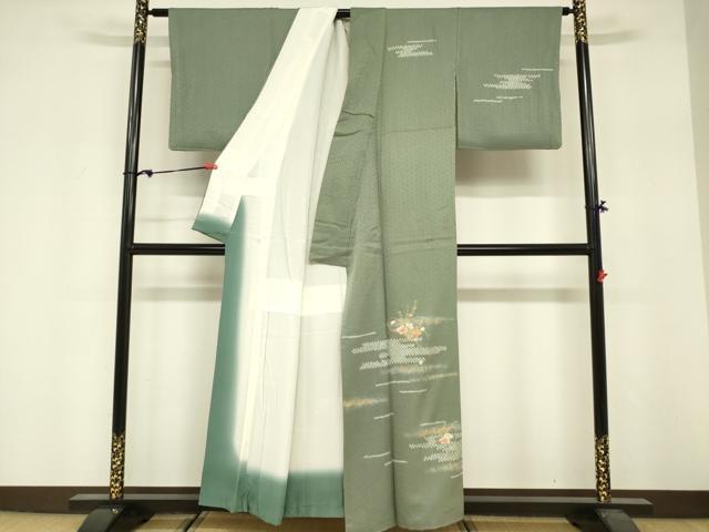 平和屋着物■訪問着　刺繍　絞り　霞花文　暈し染め　金彩　正絹　逸品　DABF0247ea