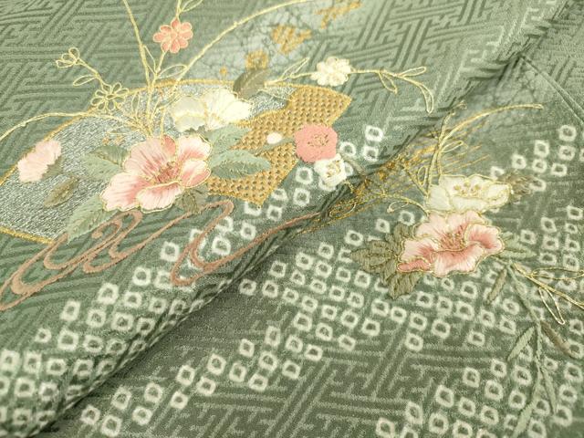 平和屋着物■訪問着　刺繍　絞り　霞花文　暈し染め　金彩　正絹　逸品　DABF0247ea