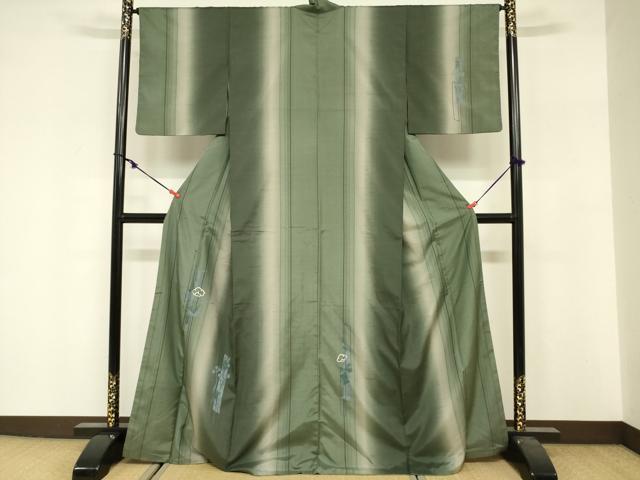平和屋着物■訪問着　紬地　短冊枝花間道　正絹　逸品　DABF0250ea
