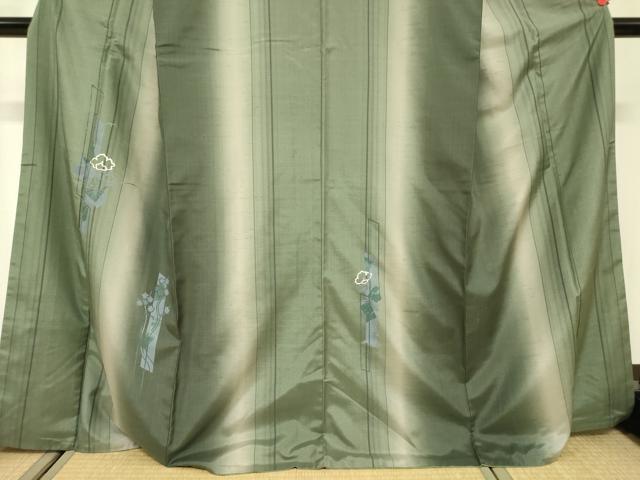 平和屋着物■訪問着　紬地　短冊枝花間道　正絹　逸品　DABF0250ea