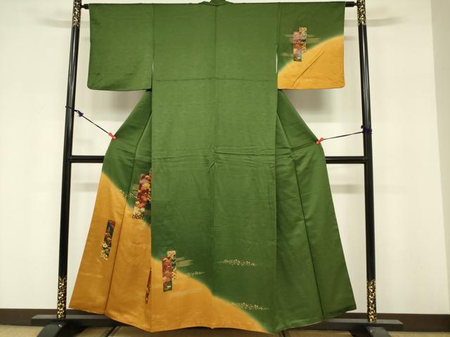 平和屋着物■訪問着　短冊花文　松竹梅　暈し染め　金彩　正絹　逸品　DABF0251ea