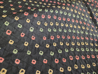 平和屋着物■上質な小紋　総絞り　斜縞　黒地　正絹　逸品　DABF0252ea