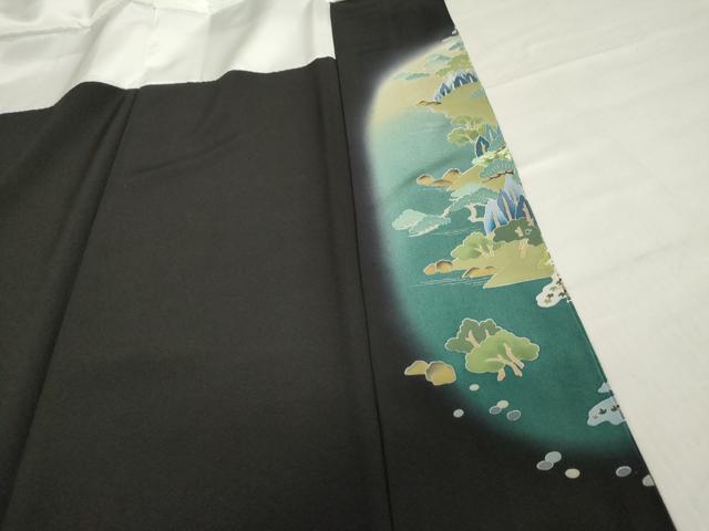 平和屋着物■豪華黒留袖　友禅　作家物　風景花文　松竹梅　暈し染め　正絹　逸品　DABF0254ea