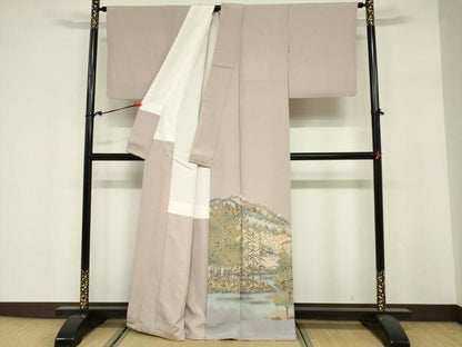 平和屋着物■豪華色留袖　樹林風景文　暈し染め　正絹　逸品　DABF0256ea