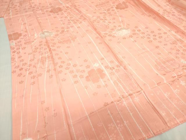 平和屋着物■長襦袢　袷　絞り　舞梅桜文　正絹　逸品　DABF0258ea