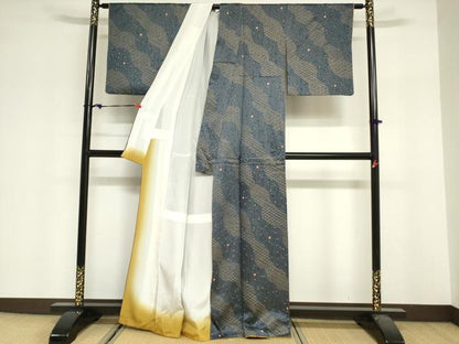 平和屋着物■上質な小紋　道長吉祥文　金彩　正絹　逸品　DABF0272ea