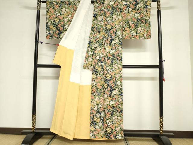 平和屋着物■上質な小紋　草花文　正絹　逸品　DABF0274ea