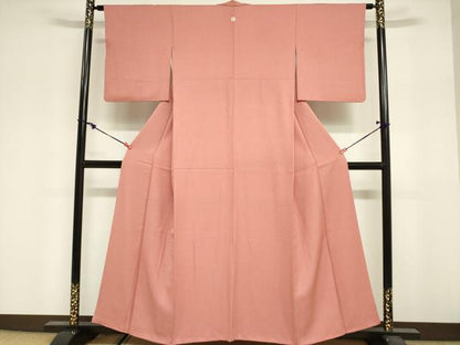 平和屋着物■本草木染作家　瑞寶　色無地　紋意匠　甚三紅色　正絹　逸品　DABF0279ea