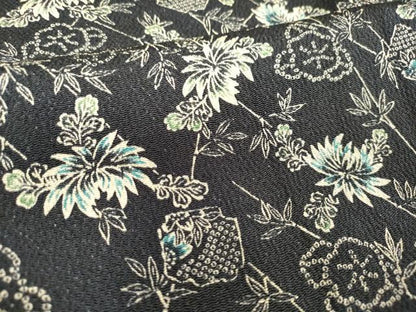 平和屋着物■上質な小紋　笹竹梅文　乱菊　鬼しぼ縮緬　黒地　正絹　逸品　DABF0281ea