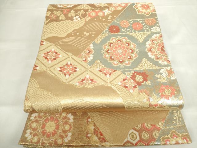 平和屋着物◎六通柄袋帯　唐織　道長花鳥文　金銀糸　正絹　逸品　DABF0302ea
