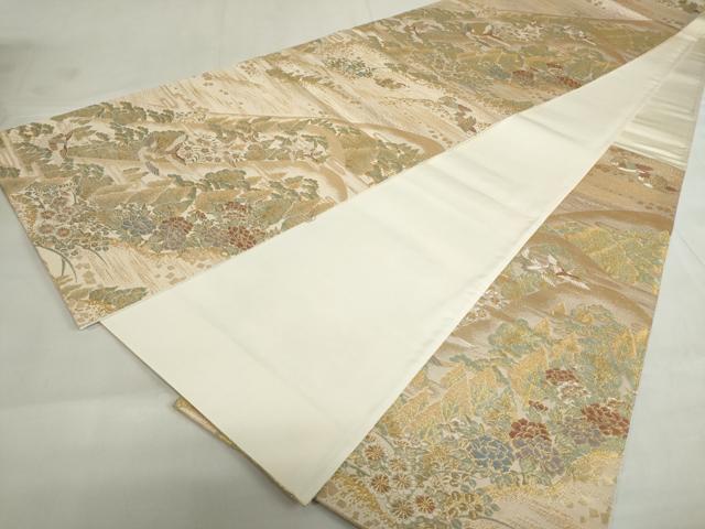 平和屋着物◎六通柄袋帯　花鳥松文　金糸　正絹　逸品　DABF0305ea