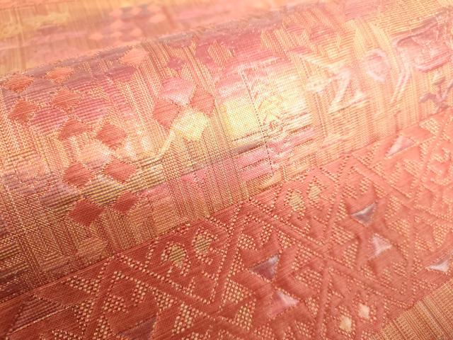 平和屋着物◎八寸名古屋帯　ふくれ織　壁画文様　正絹　逸品　DABF0315ea