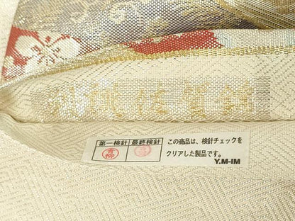平和屋着物◎佐賀錦　六通柄袋帯　來風錦繍華　金糸　正絹　逸品　DABF0321ea