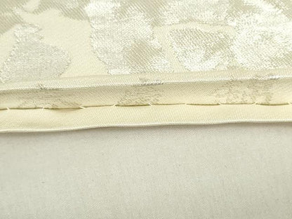 平和屋着物◎六通柄　本袋帯　春慶錦　ふくれ織　花絵皿文　銀糸　正絹　逸品　DABF0325ea