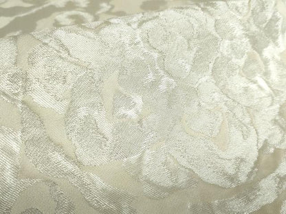 平和屋着物◎六通柄　本袋帯　春慶錦　ふくれ織　花絵皿文　銀糸　正絹　逸品　DABF0325ea