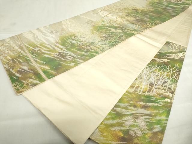 平和屋着物◎西陣　六通柄袋帯　木立風景文　金銀糸　正絹　逸品　DABF0330ea