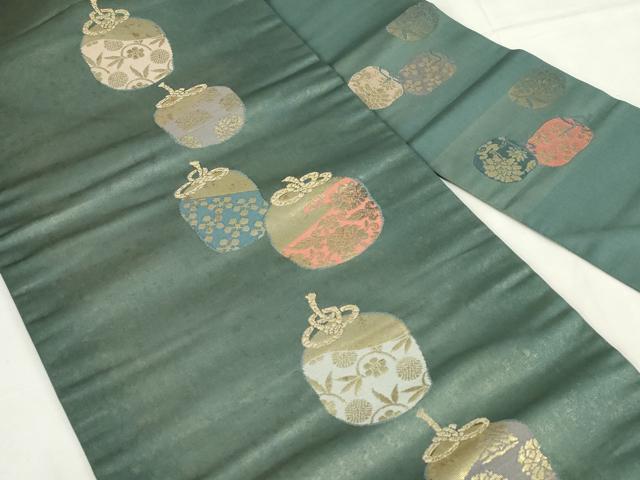平和屋着物◎九寸名古屋帯　利休好み　仕覆文　金糸　正絹　逸品　DABF0337ea