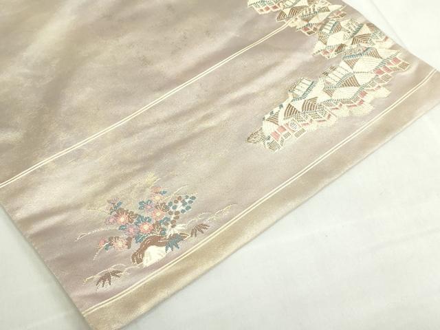 平和屋着物◎六通柄袋帯　唐織　茶屋花文　金糸　引箔　正絹　逸品　DABF0344ea