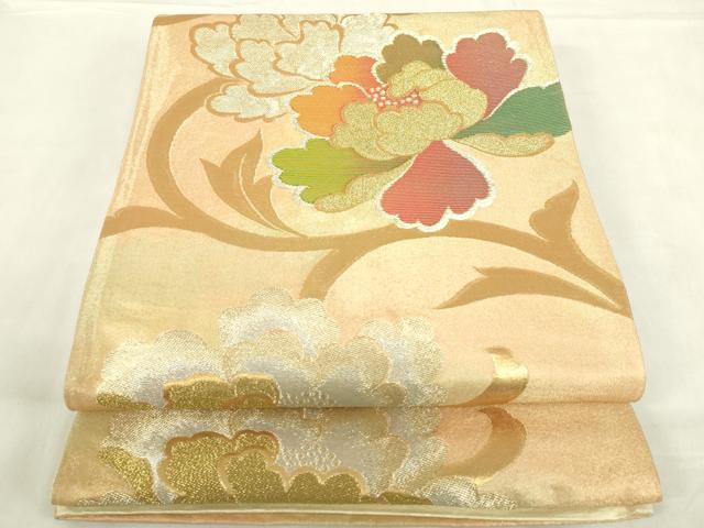 平和屋着物◎六通柄袋帯　花唐草文　金銀糸　正絹　逸品　DABF0364ea