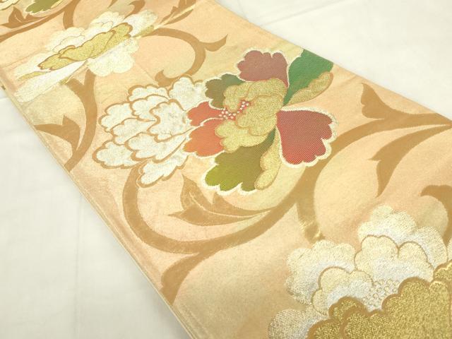 平和屋着物◎六通柄袋帯　花唐草文　金銀糸　正絹　逸品　DABF0364ea