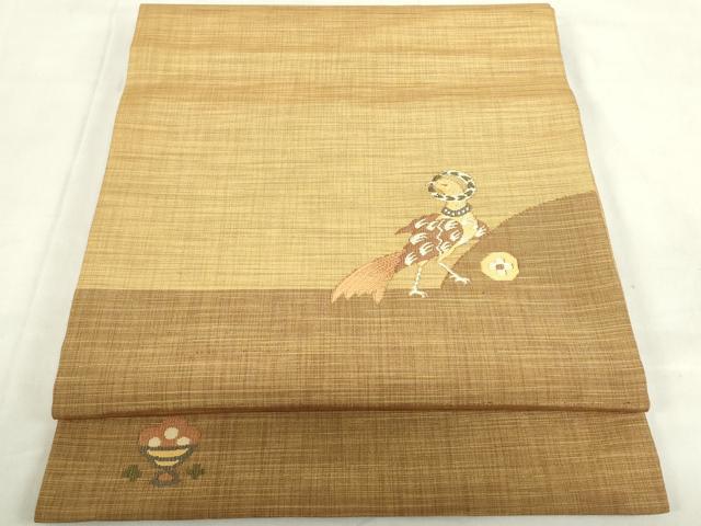 平和屋着物◎九寸開き名古屋帯　尾長鳥　正絹　逸品　DABF0372ea