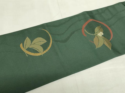 平和屋着物◎九寸名古屋帯　南天文　金糸　正絹　逸品　DABF0373ea