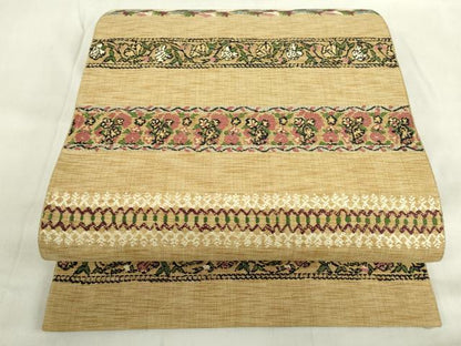 平和屋着物◎八寸名古屋帯　横段花文　正絹　逸品　DABF0375ea