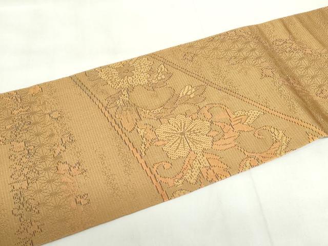 平和屋着物◎八寸名古屋帯 花唐草文 正絹 逸品 未使用 DABF0379ea