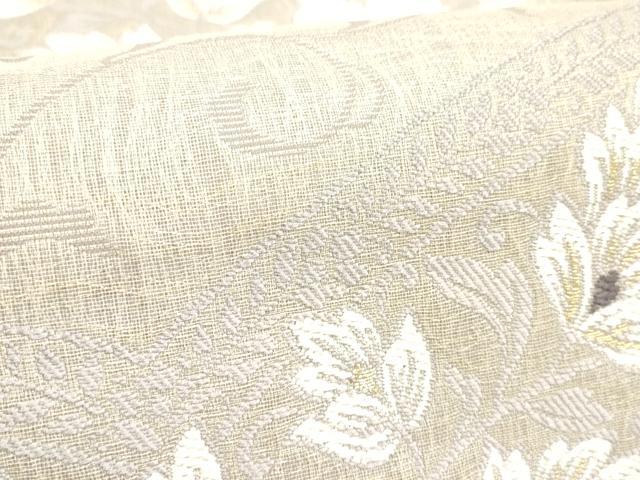 平和屋着物＊夏物　九寸名古屋帯　唐織　櫛織　更紗花唐草文　金銀糸　正絹　逸品　DABF0381ea