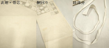 平和屋着物＊夏物　つけ帯　絽綴れ　花唐草文　銀糸　正絹　逸品　DABF0393ea