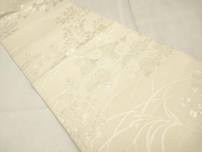 平和屋着物＊夏物　つけ帯　萩　銀糸　正絹　逸品　DABF0395ea