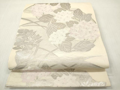 平和屋着物＊夏物　六通柄袋帯　紫陽花　アジサイ　桔梗　金銀糸　正絹　逸品　DABF0418ea