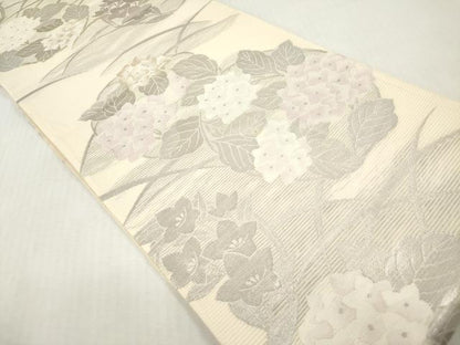 平和屋着物＊夏物　六通柄袋帯　紫陽花　アジサイ　桔梗　金銀糸　正絹　逸品　DABF0418ea